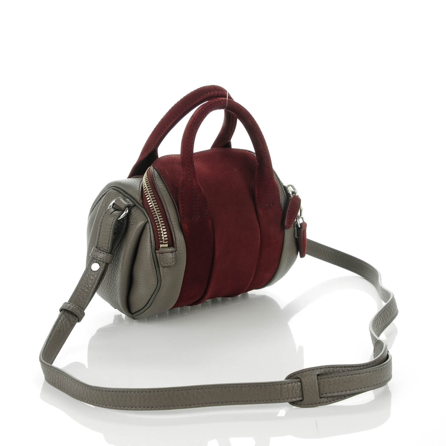 Nubuck Soft Pebbled Calfskin Mini Rockie Beet Stone Rhodium Hardware
