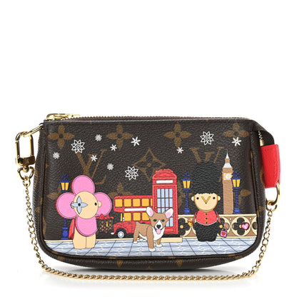 Louis Vuitton Monogram 2021 Christmas Animation London Mini Pochette Accessories Red 1 of 7