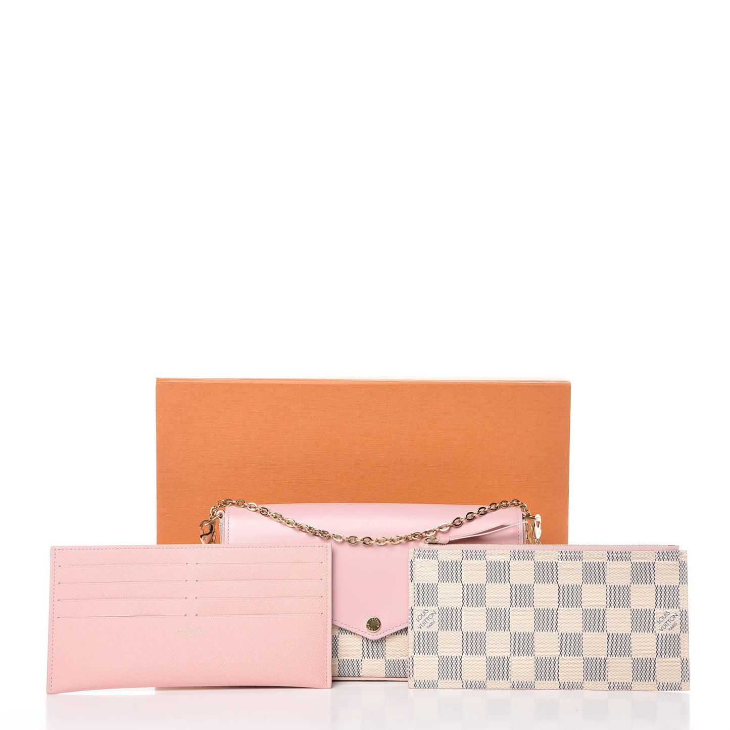 Damier Azur Calfskin Pochette Felicie Eau de Rose