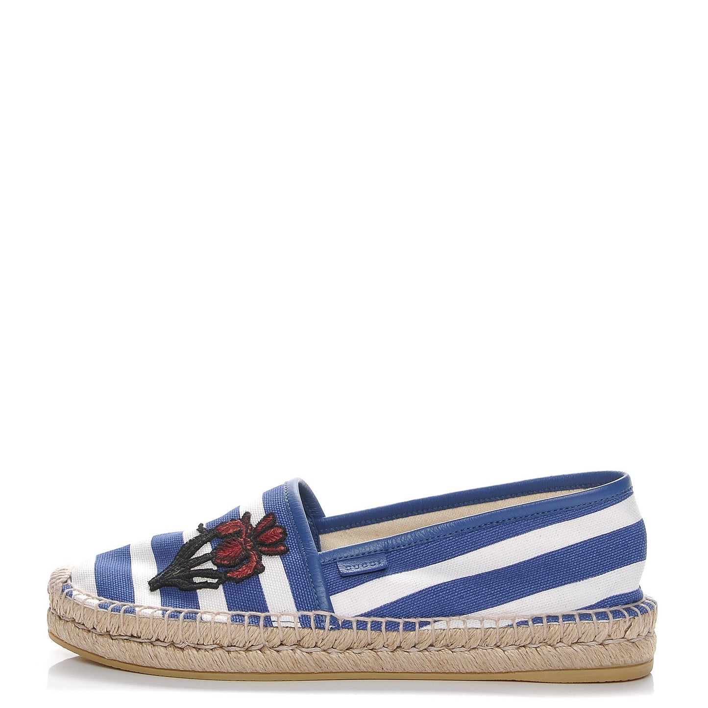 Canvas Embroidered Striped Espadrilles 39 Caspian White