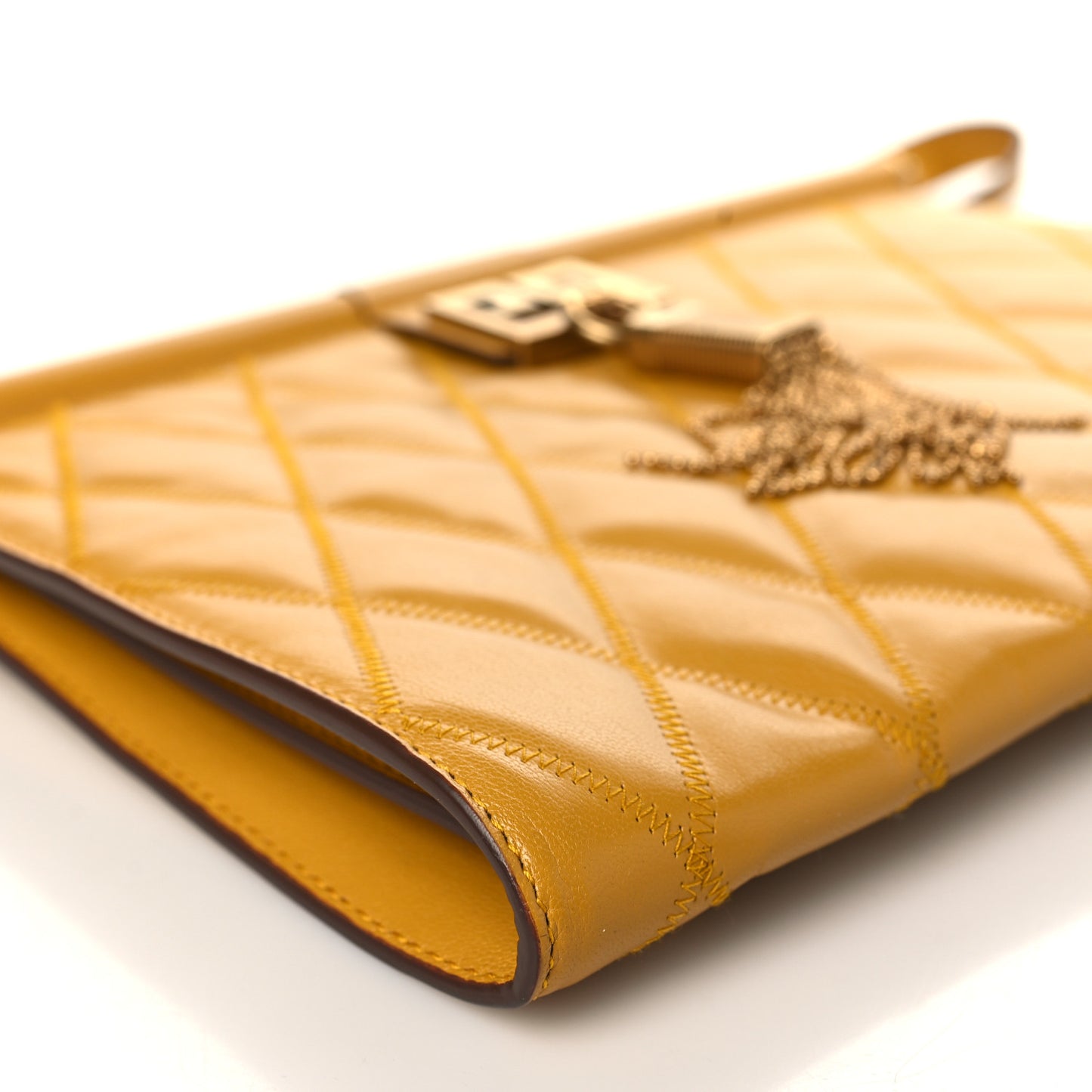 Goatskin Quilted Medium Gem Bag Golden