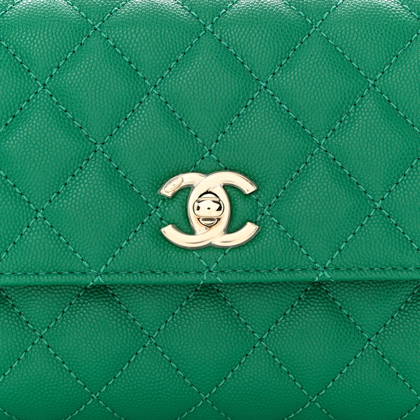 Caviar Quilted Mini Coco Handle Flap Green