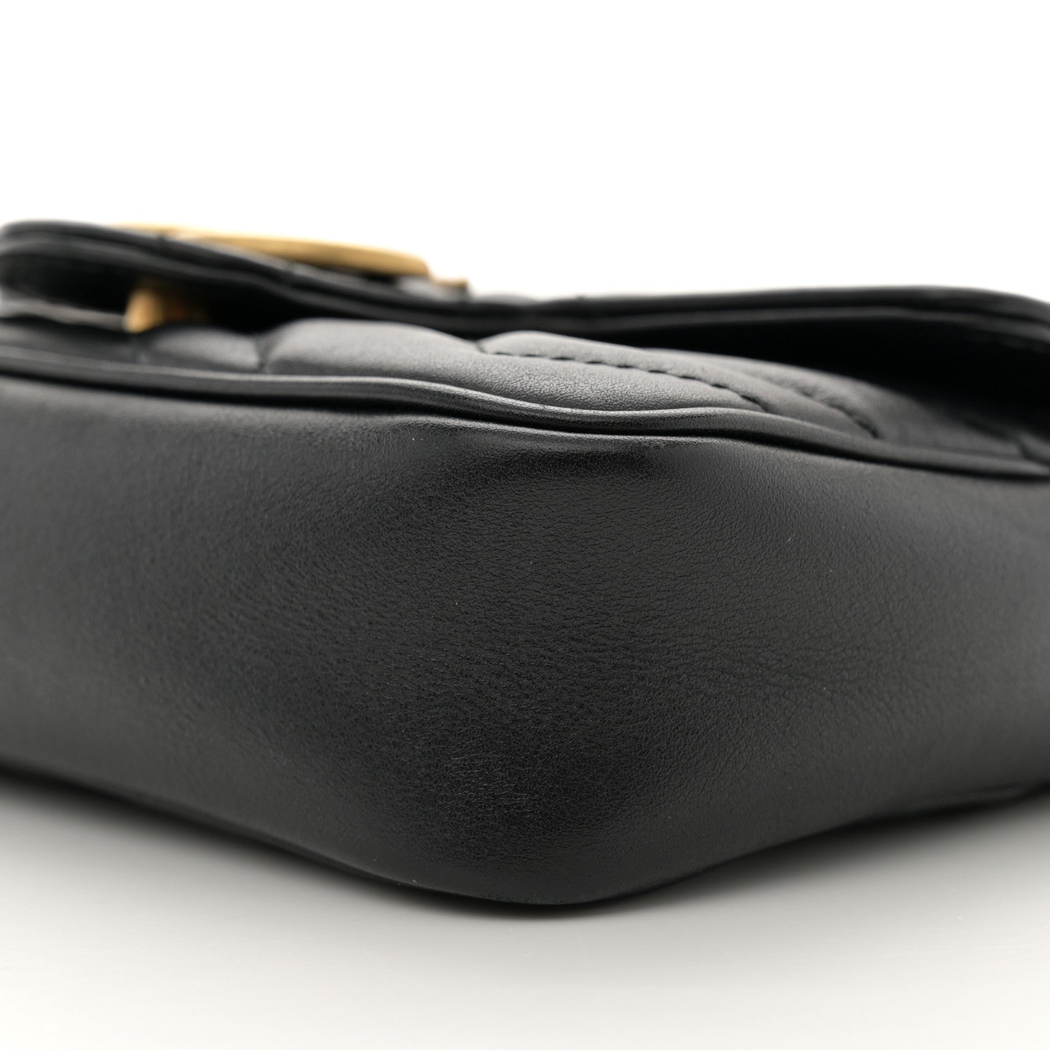 Gucci Calfskin Matelasse Super Mini GG Marmont Shoulder Bag Black 10 of 12