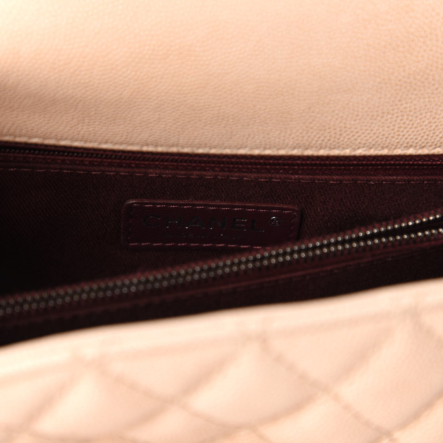 Caviar Quilted Small Coco Handle Flap Light Beige