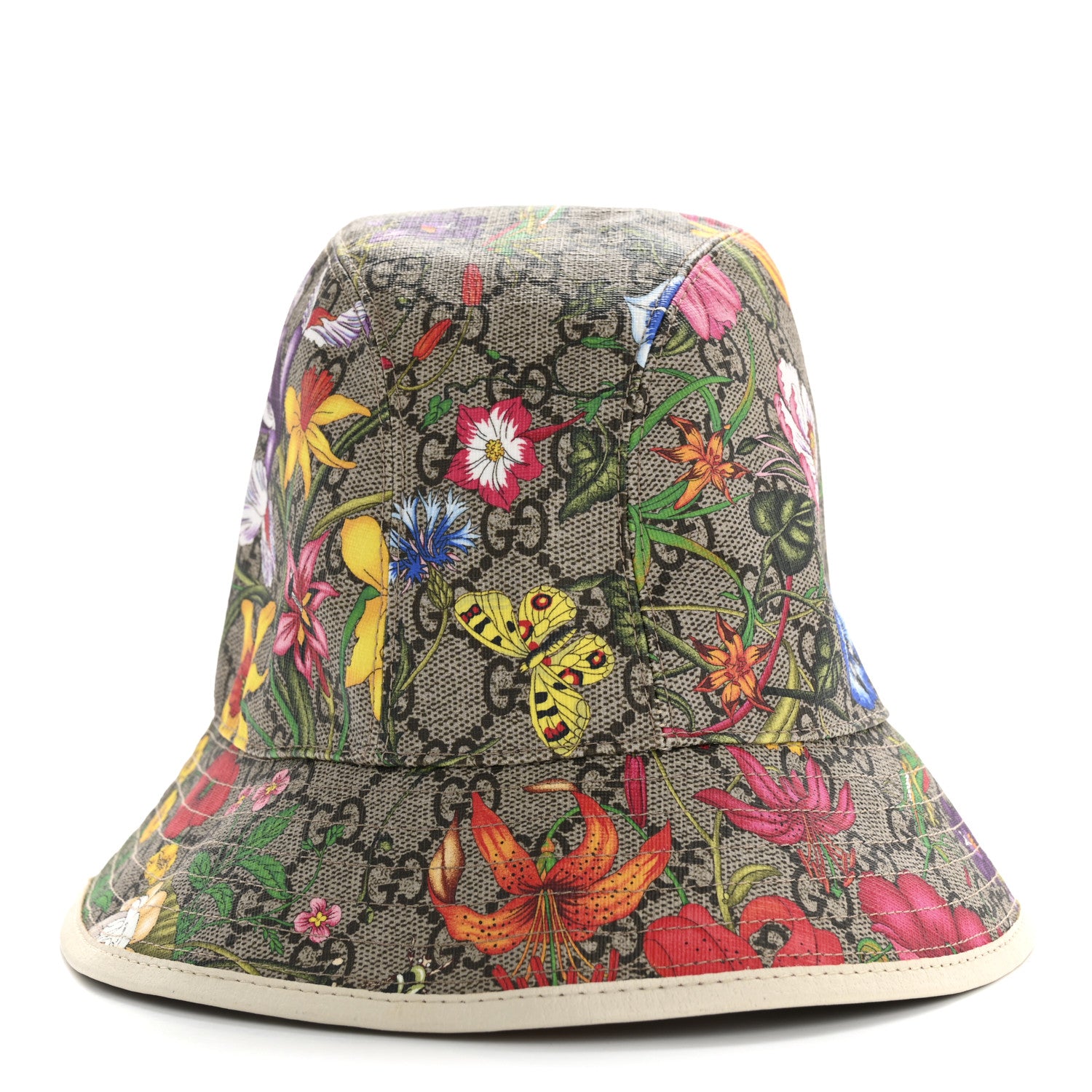 Gucci GG Supreme Monogram Flora Fedora Hat L White 1744958