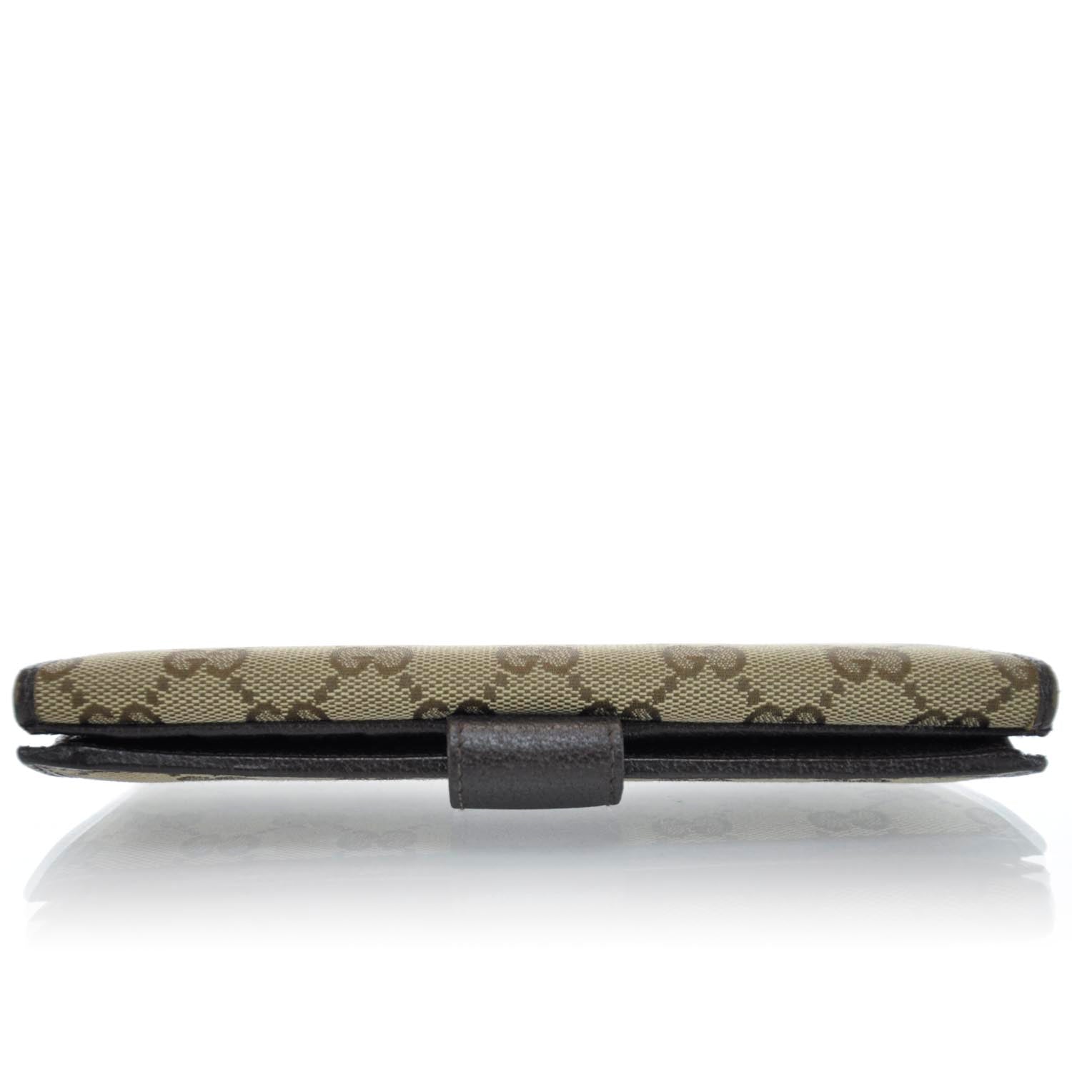 Gucci Monogram Metal Bar Continental Flap Wallet Beige Ebony Dark Brown 4 of 11