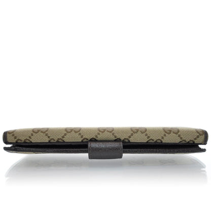 Gucci Monogram Metal Bar Continental Flap Wallet Beige Ebony Dark Brown 4 of 11