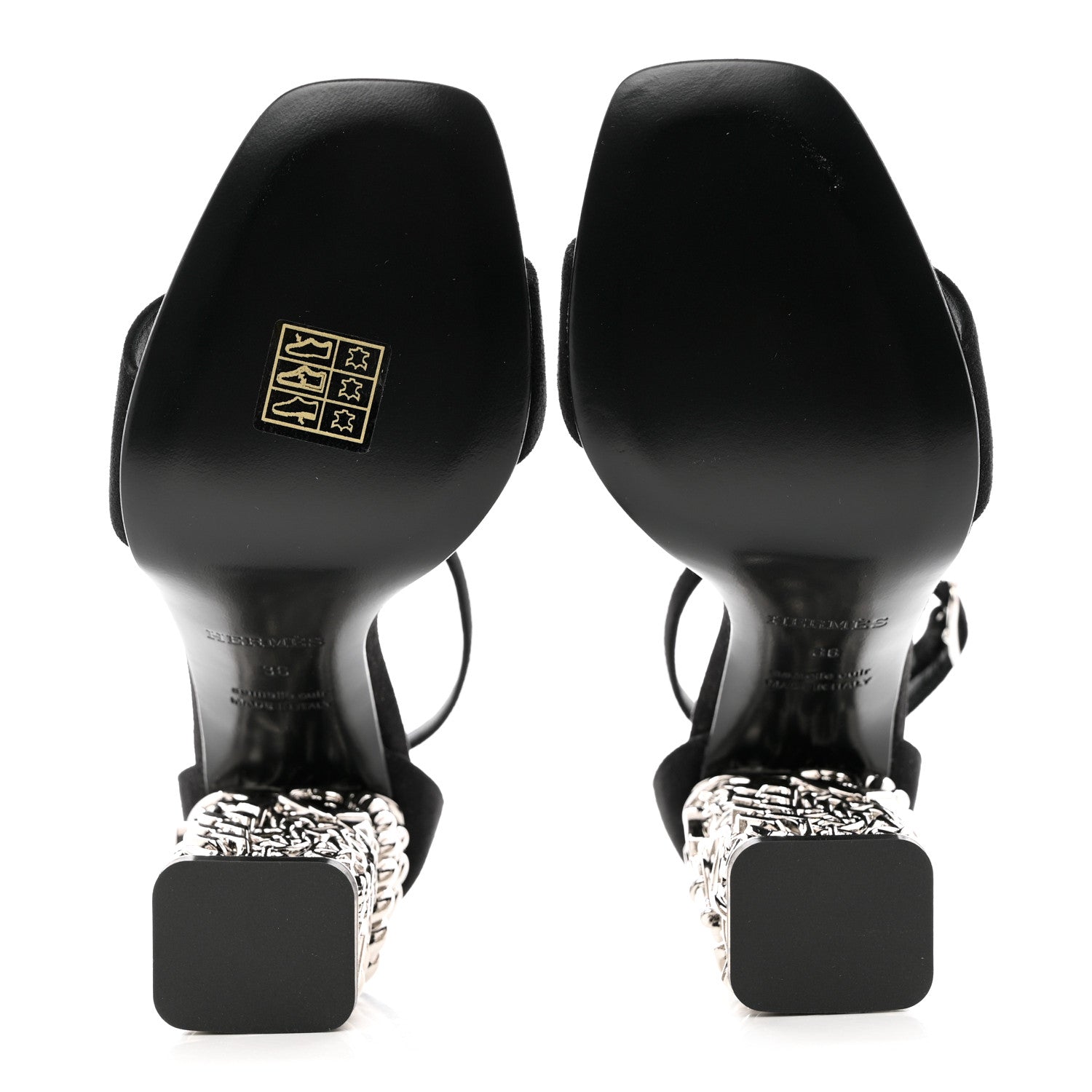 Hermes Suede Goatskin Glam 105 Sandals 36 Black 4 of 9