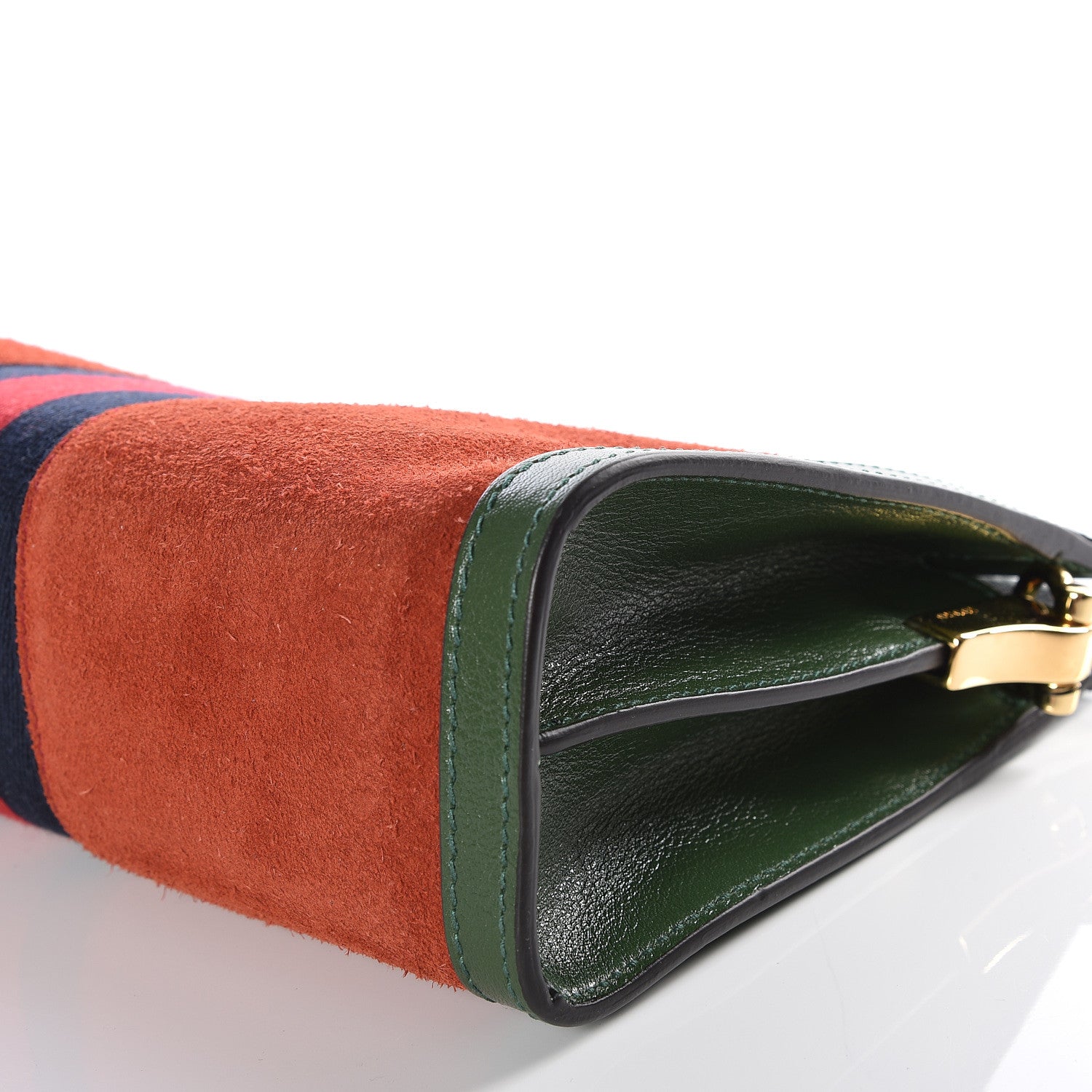 Gucci Suede Calfskin GG Web Small Ophidia Chain Shoulder Bag Brown Red Green 6 of 9