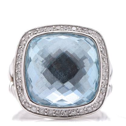 David Yurman Sterling Silver Diamond Blue Topaz 14mm Albion Ring 52 6 1 of 5