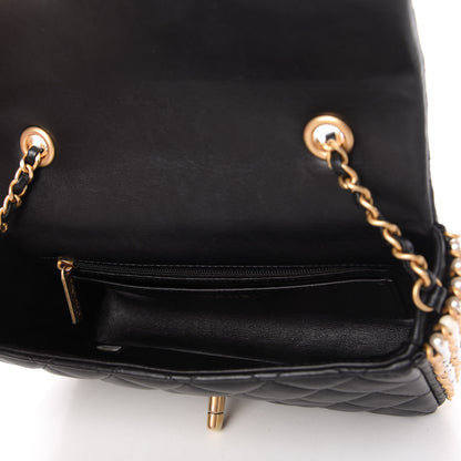 Chanel Lambskin Quilted Mini River of Pearls Flap Bag Black 5 of 10