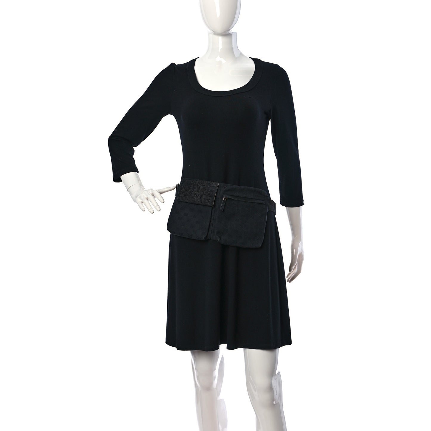 Denim Monogram Double Pocket Belt Bag Black