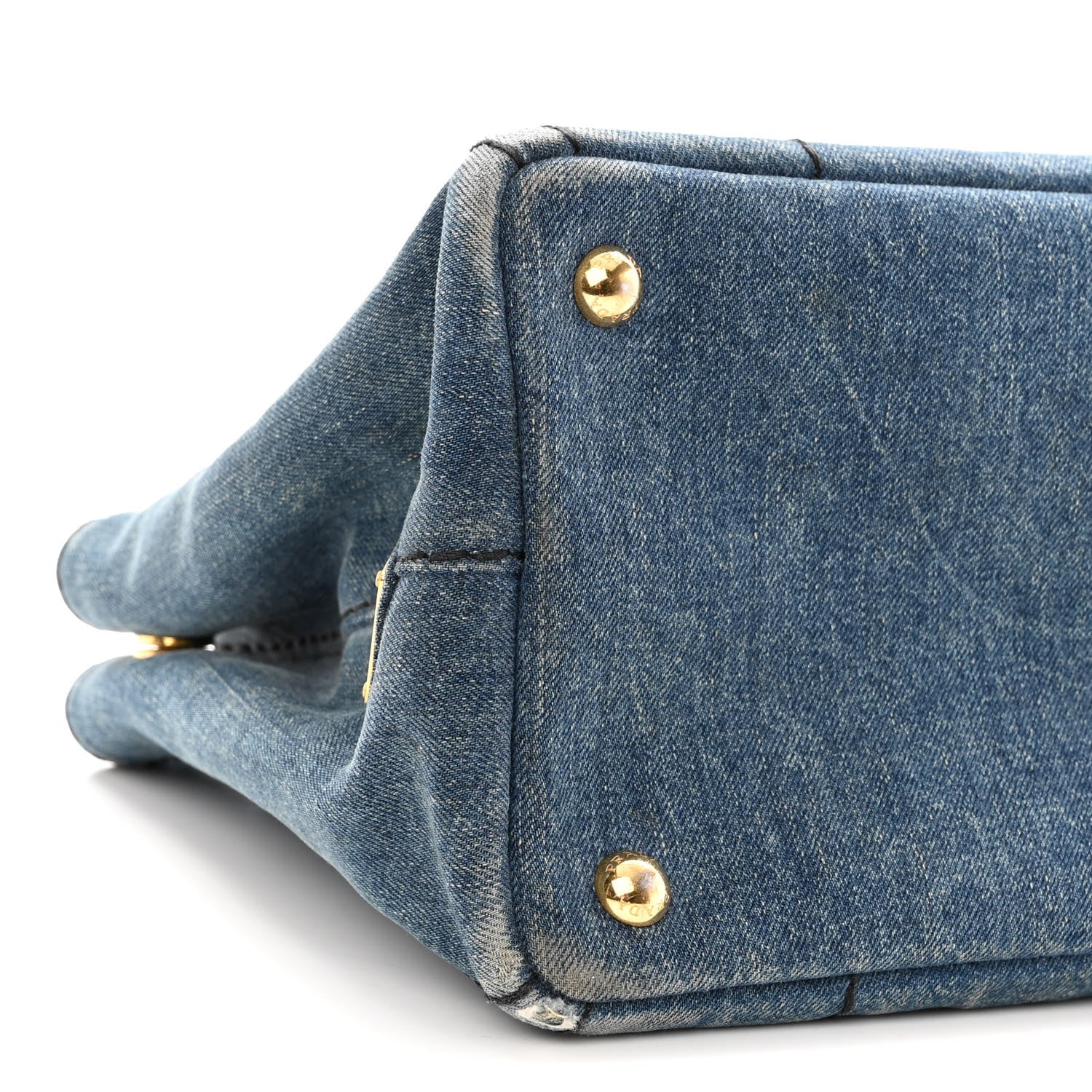 Prada Denim Small Logo Tote Bleu 9 of 14