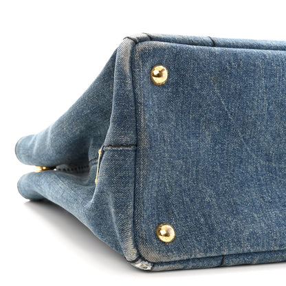 Prada Denim Small Logo Tote Bleu 9 of 14