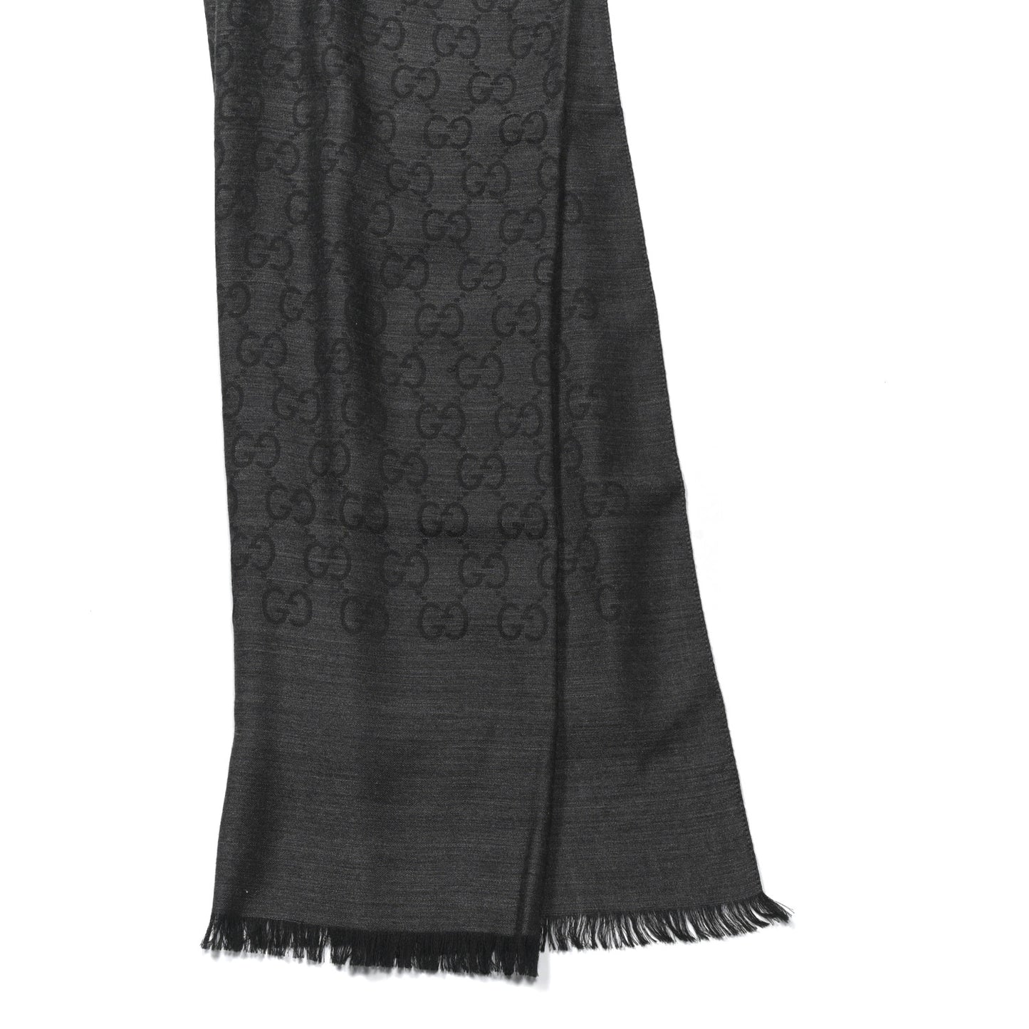 Wool Silk GG Monogram GGNat Scarf Black Anthracite