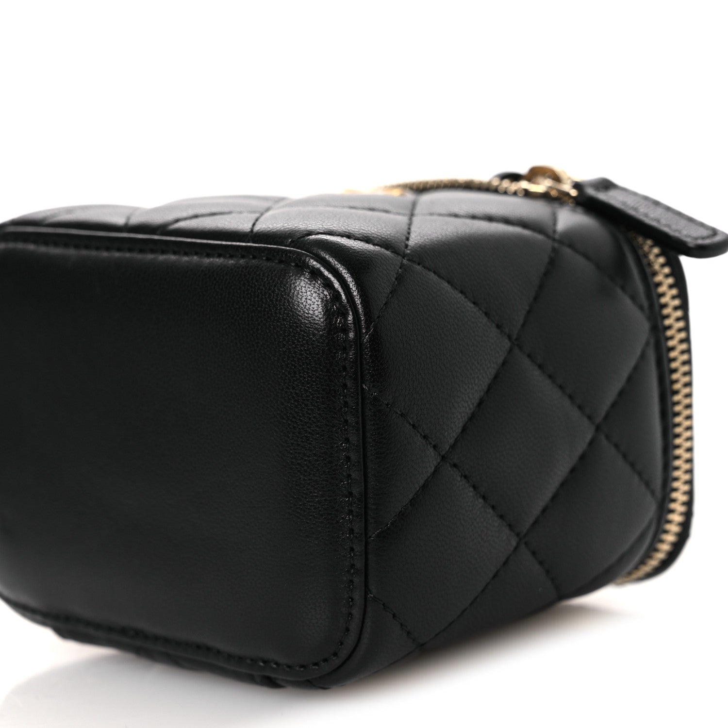 Chanel Lambskin Quilted Mini Pearl Crush Vanity Case With Chain Black 9 of 10