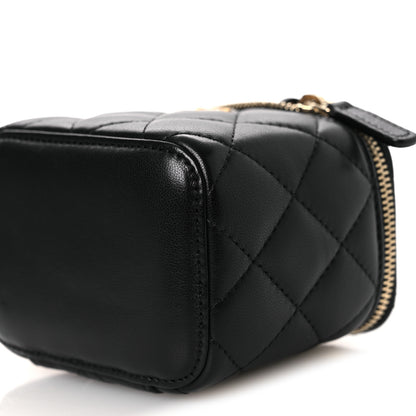 Chanel Lambskin Quilted Mini Pearl Crush Vanity Case With Chain Black 9 of 10