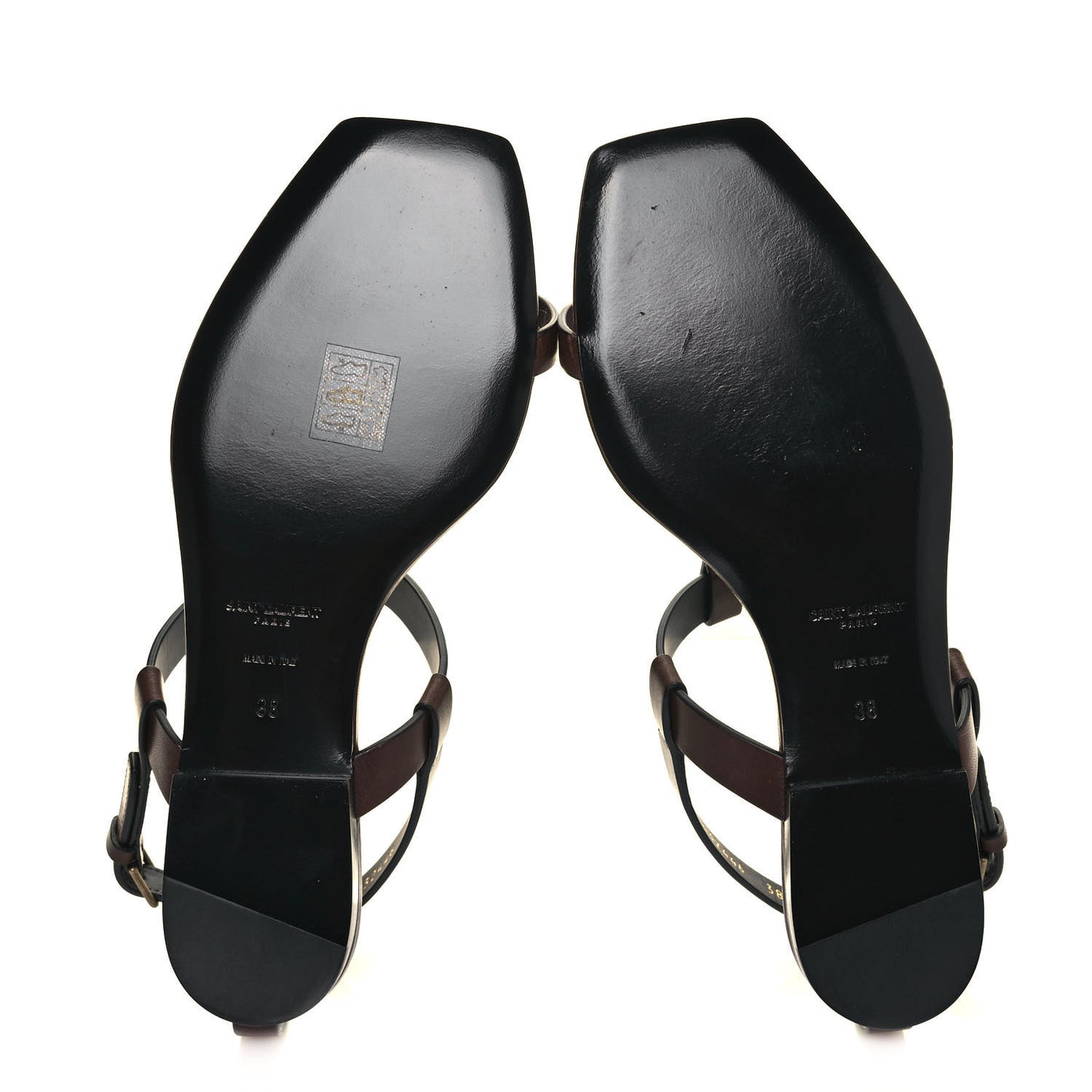 Calfskin Cassandra Monogram Sandals 38 Brown