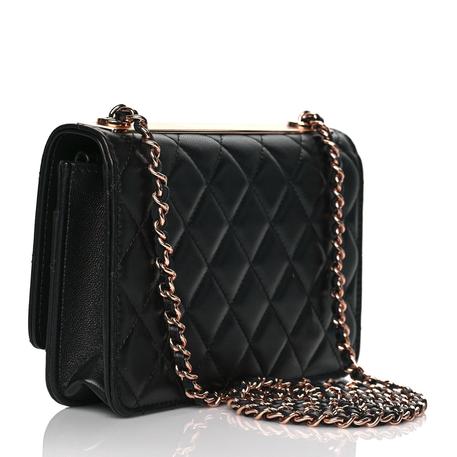 Chanel Lambskin Quilted Trendy CC Wallet On Chain WOC Black 3 of 12