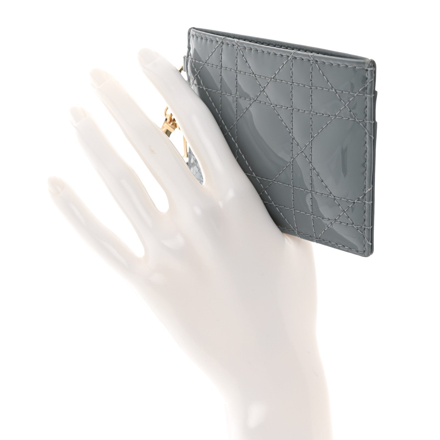Christian Dior Patent Cannage Lady Dior Card Holder Cloudy Blue 2 of 8