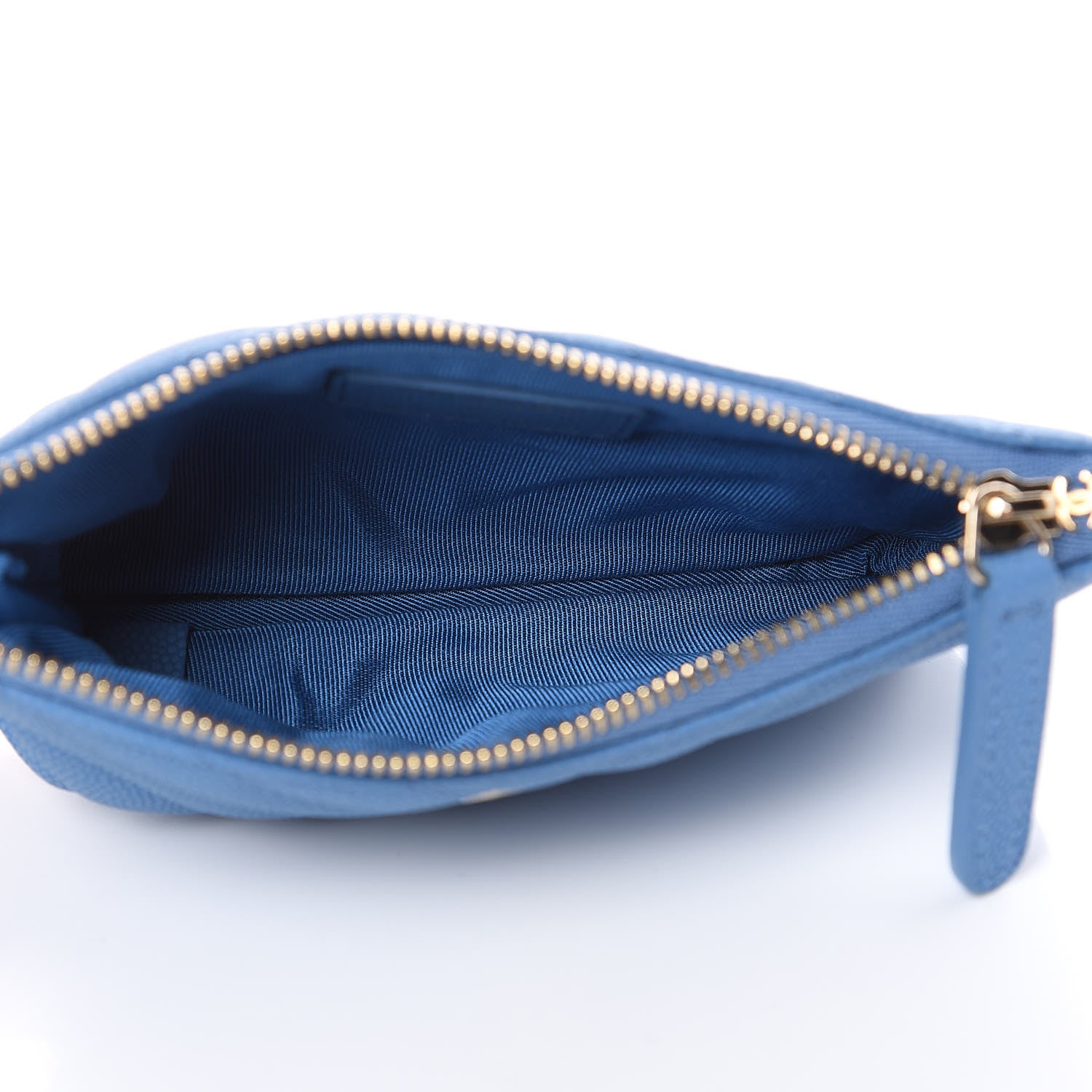 Chanel Caviar Chevron Quilted Small Cosmetic Case Blue 5 of 8