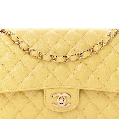 Chanel Iridescent Caviar Quilted Medium Double Flap Yellow 7 of 11