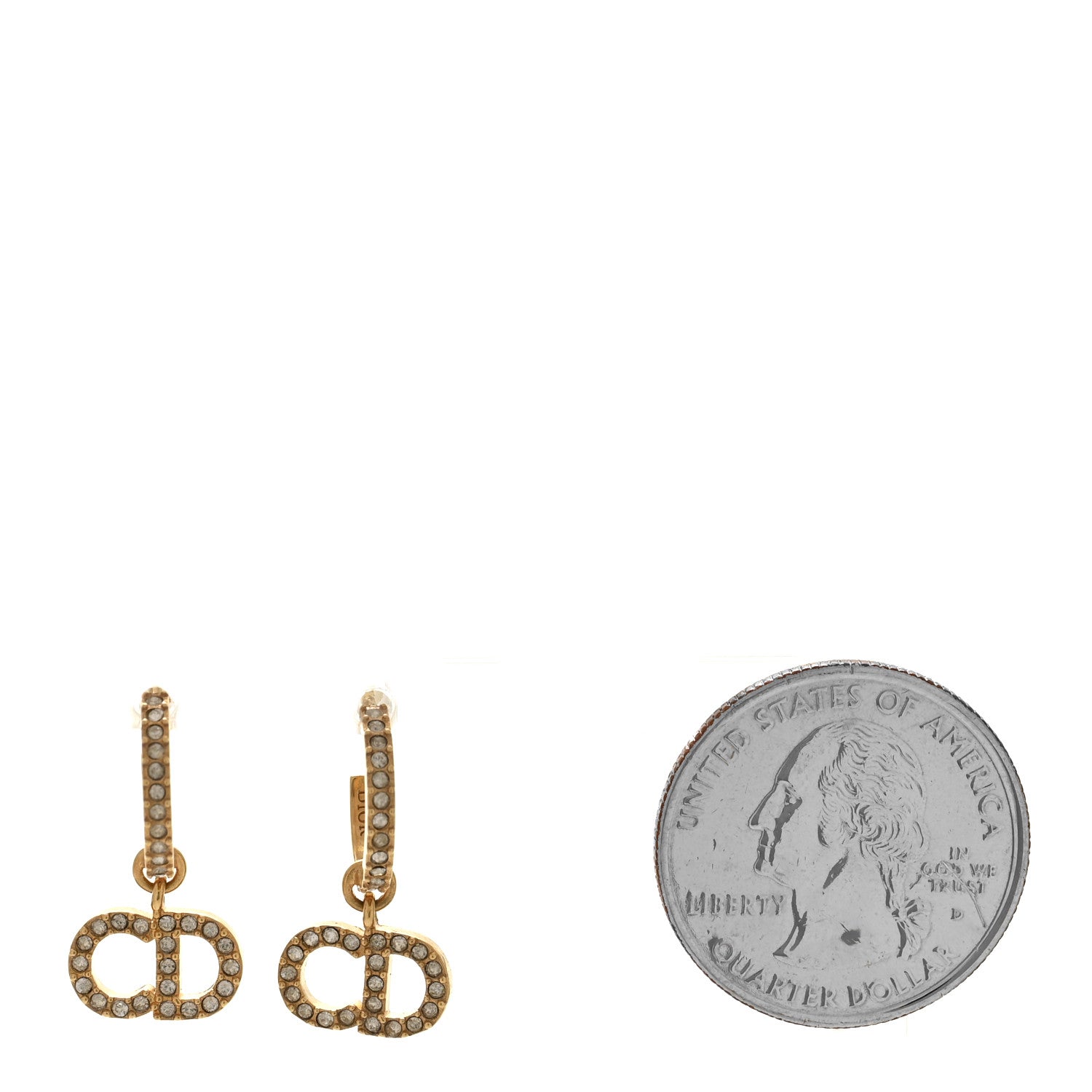 Christian Dior Crystal Clair D Lune Hoop Earrings Gold 2 of 4