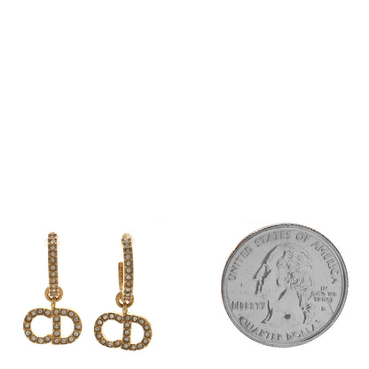 Christian Dior Crystal Clair D Lune Hoop Earrings Gold 2 of 4