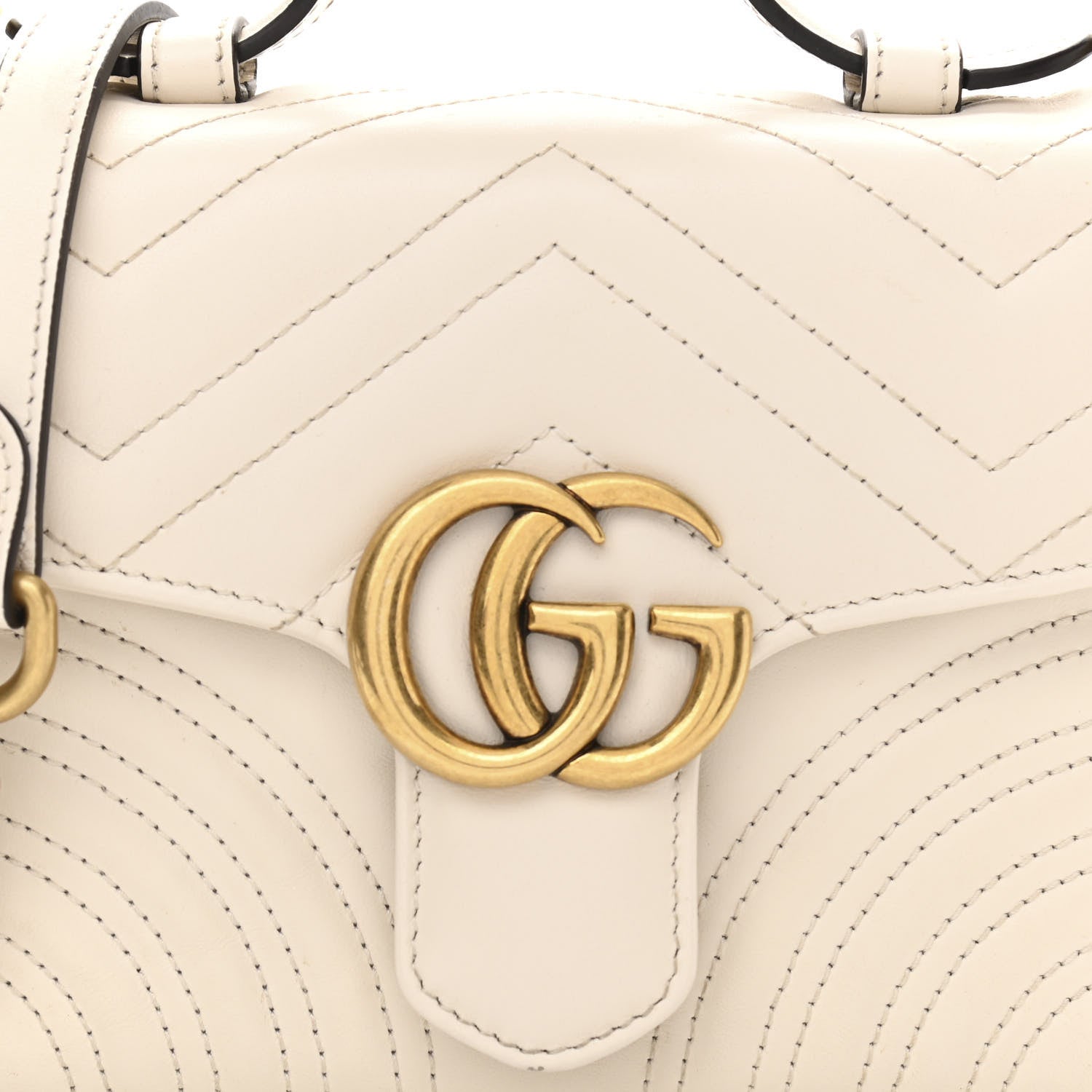 Gucci Calfskin Matelasse Mini GG Marmont Top Handle Shoulder Bag White 8 of 12