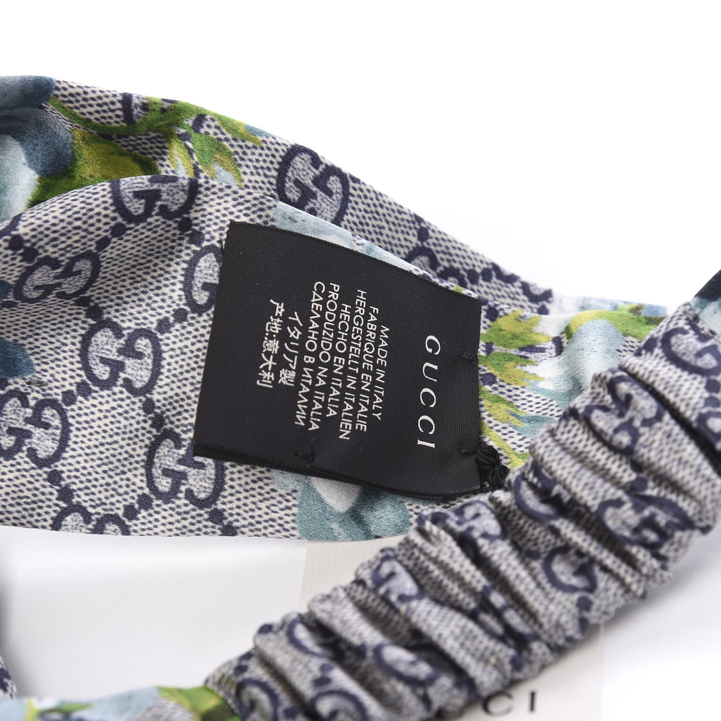 Silk Monogram Blooms Print Headband Blue