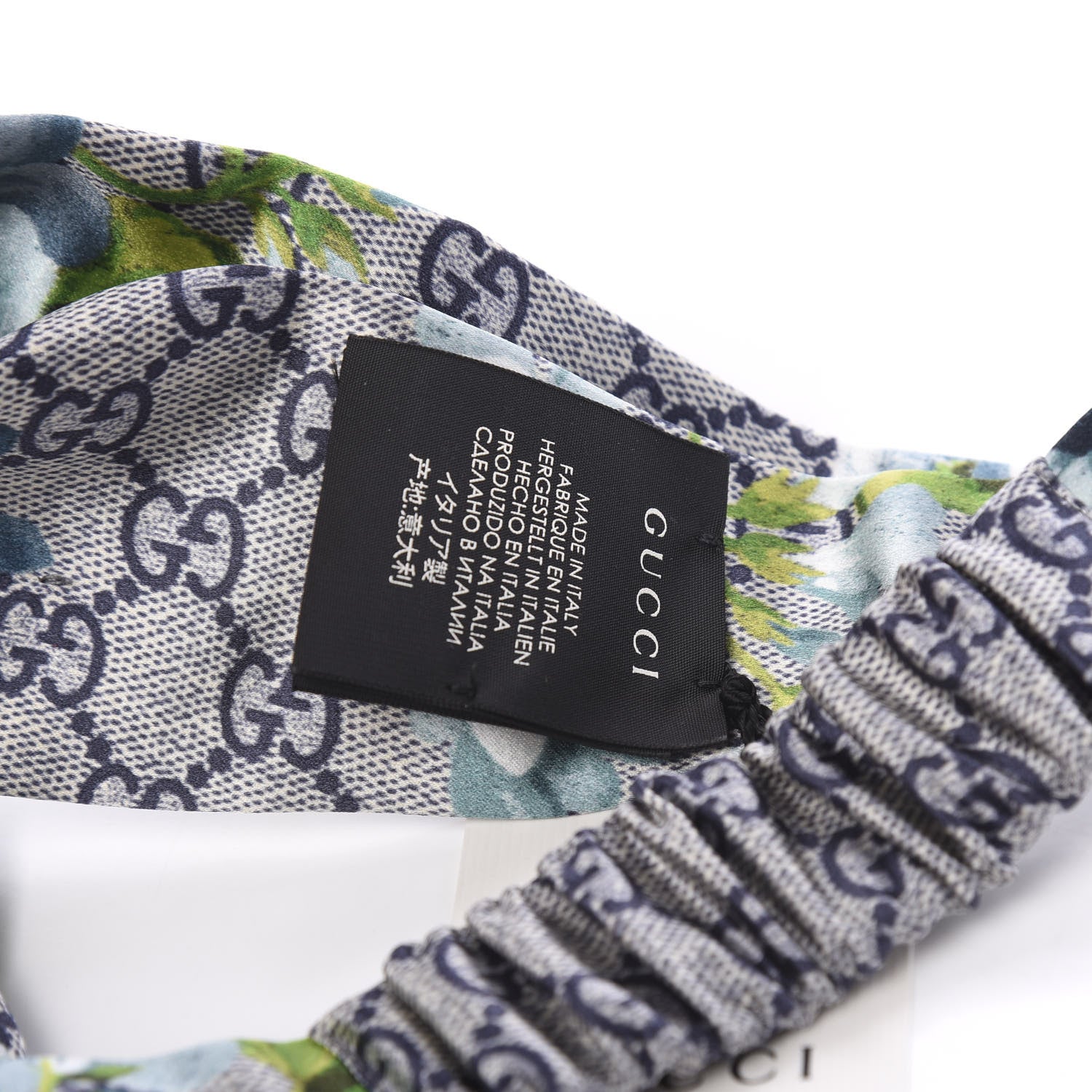 Gucci Silk Monogram Blooms Print Headband Blue 3 of 4