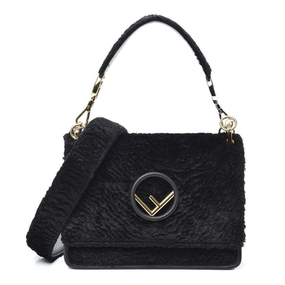 Fendi Velluto Astrakan Vitello Dolce F is Fendi Kan I Shoulder Bag Black 1 of 8