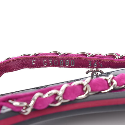 Chanel Suede Calfskin Quilted Chain Thong Sandals 36.5 Pink 8 of 8