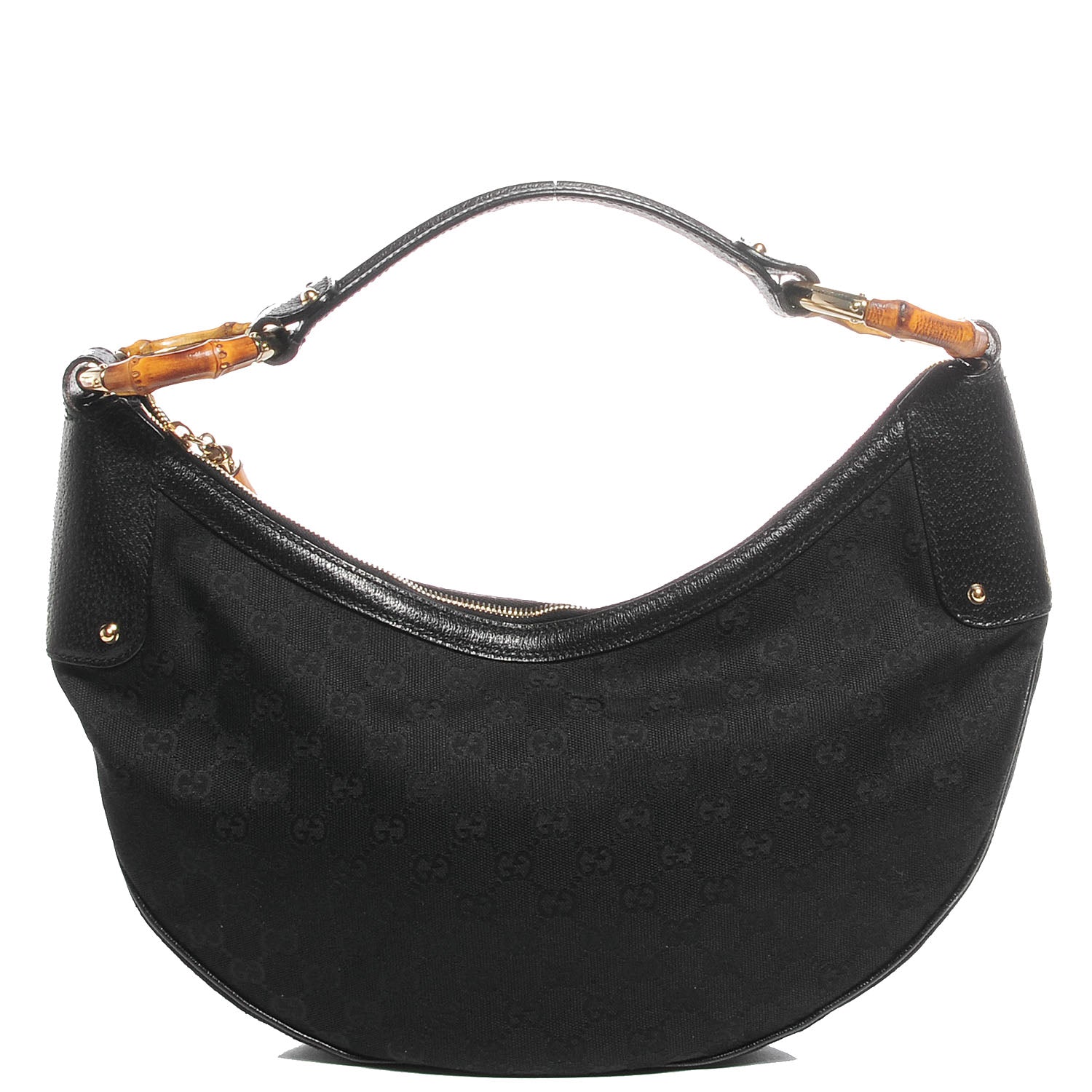 Gucci Monogram Bamboo Ring Hobo Black 1 of 7