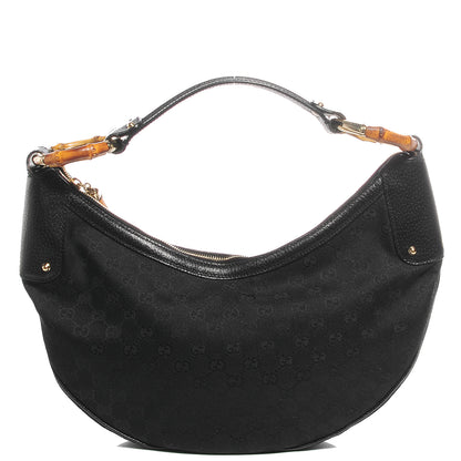Gucci Monogram Bamboo Ring Hobo Black 1 of 7