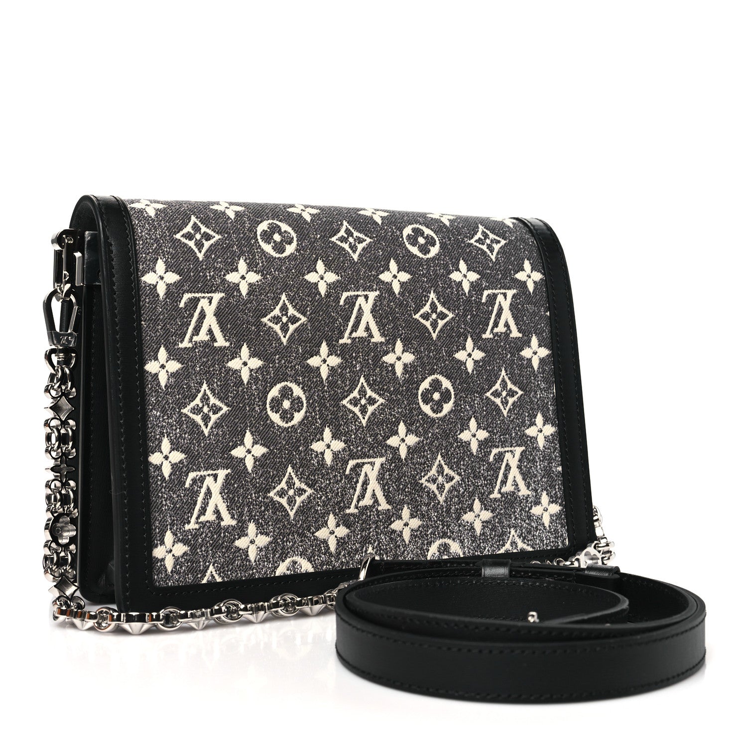 Louis Vuitton Denim Monogram Jacquard Dauphine MM Black 3 of 10