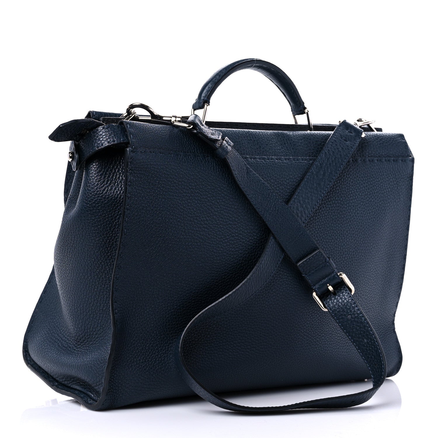 Fendi Cuoio Romano Selleria Bi-Color Large Mens Peekaboo Iconic Essential Satchel Lavagna Black 3 of 14