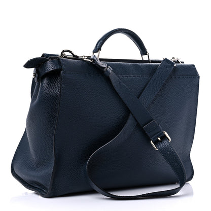 Fendi Cuoio Romano Selleria Bi-Color Large Mens Peekaboo Iconic Essential Satchel Lavagna Black 3 of 14