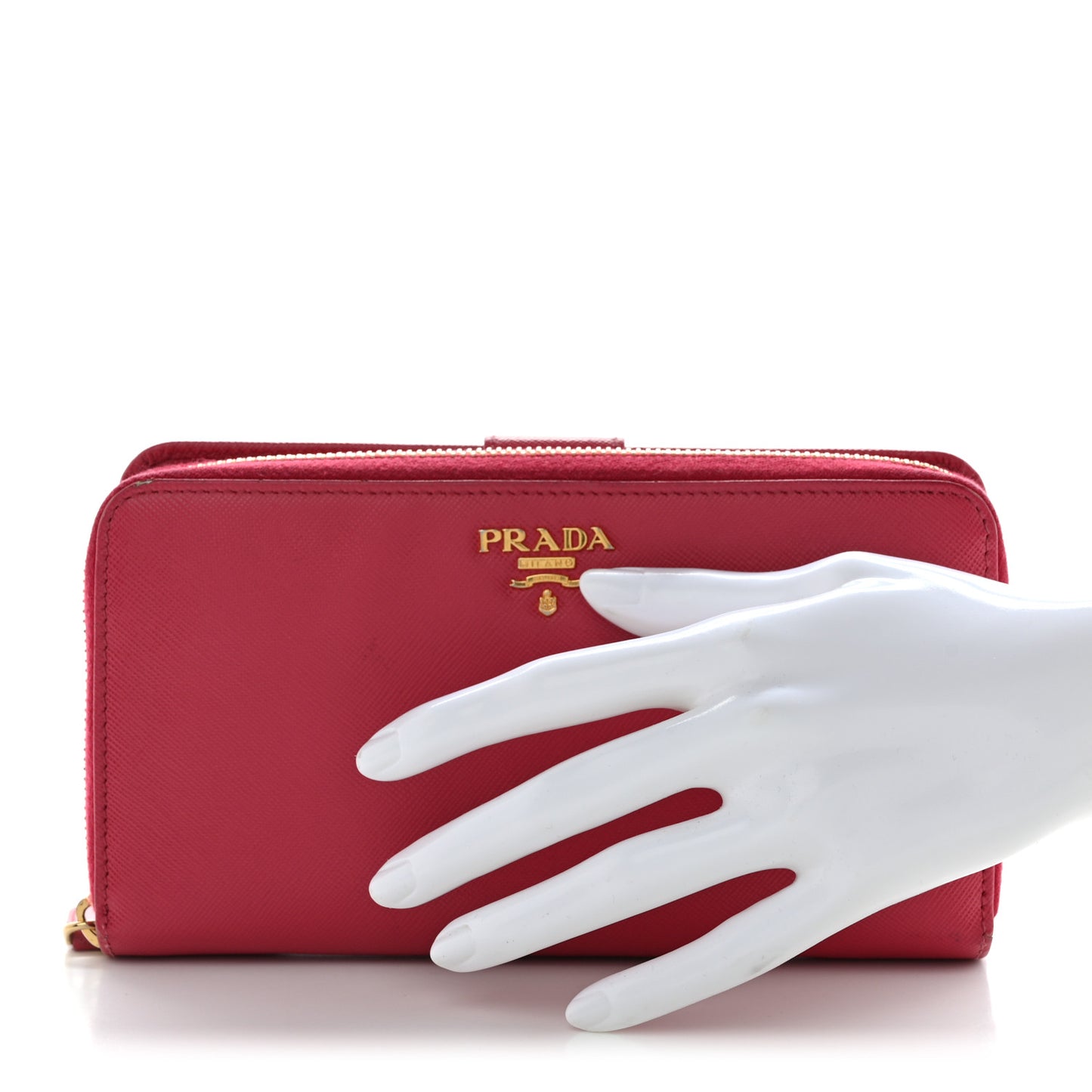 Saffiano Metal Zip Around Organizer Wallet Peonia