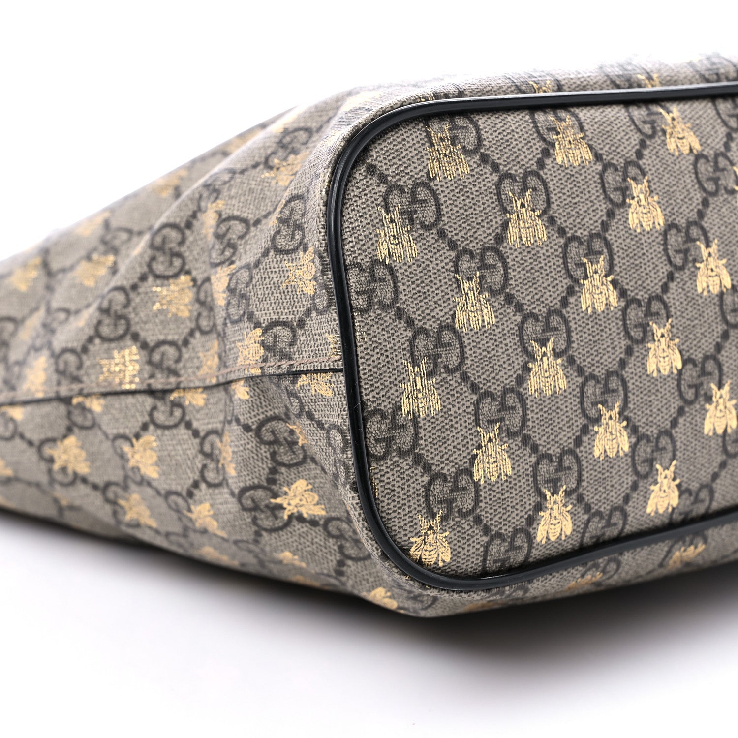 Gucci Soft GG Supreme Monogram Bees Small Crossbody Tote Beige Oro Black 8 of 10