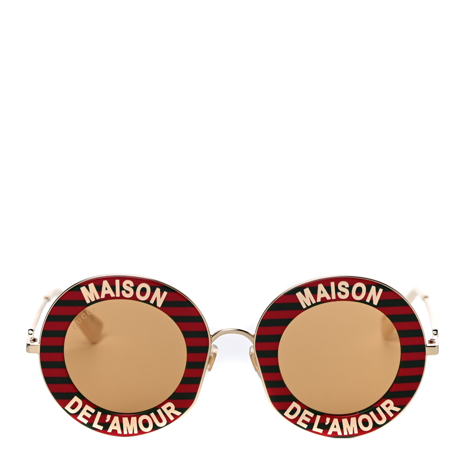 Gucci Metal Acetate Striped Maison Del'Amour Round Frame
