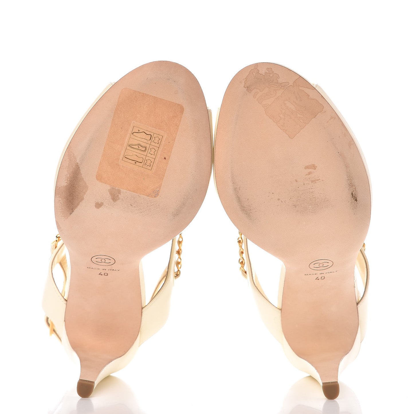Lambskin CC Chain Sandals 40 Ivory