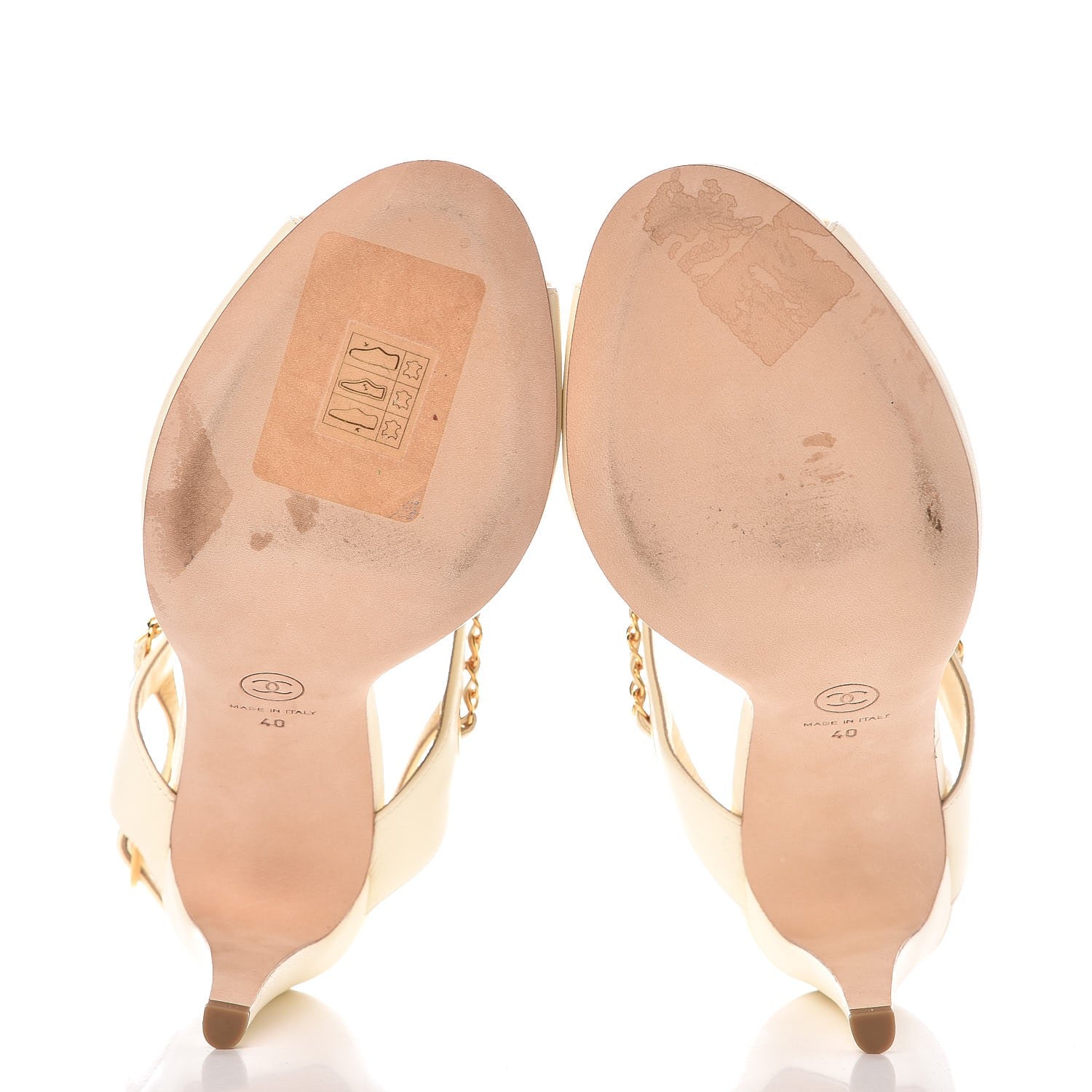 Chanel Lambskin CC Chain Sandals 40 Ivory 5 of 11