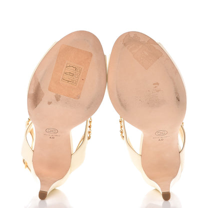 Chanel Lambskin CC Chain Sandals 40 Ivory 5 of 11