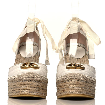 Gucci Nappa Matelasse GG Marmont Ankle Wrap Platform 35/120mm Espadrille Wedges 35 Great White 2 of 8