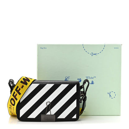 Off-White Saffiano Striped Mini Diag Binder Clip Bag Black White Yellow 11 of 11