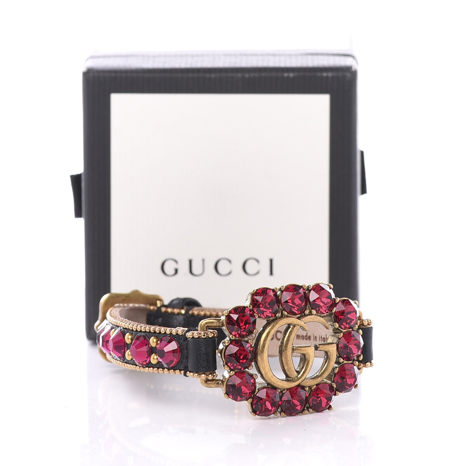 Gucci Calfskin Crystal Double G Bracelet Gold 5 of 5
