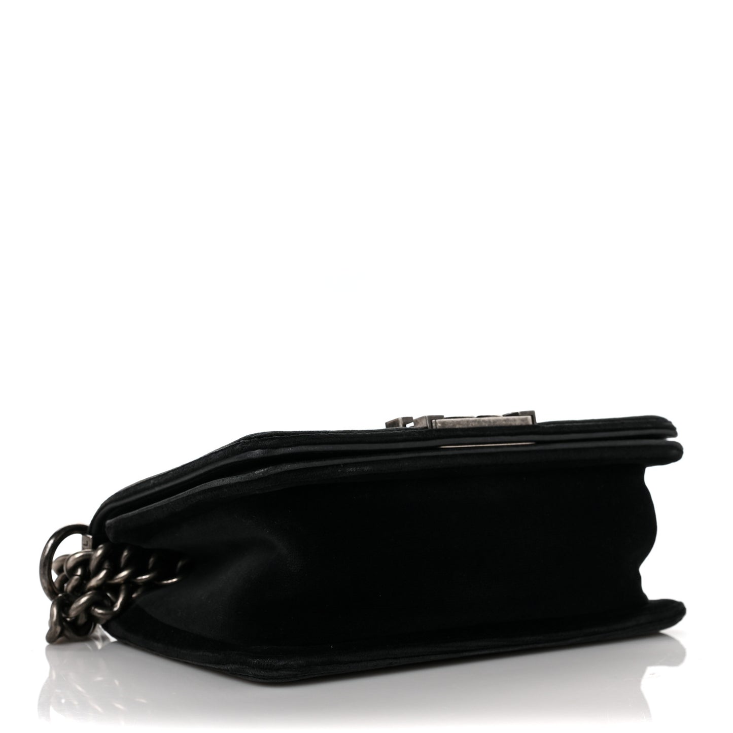 Velvet Quilted Small Boy Flap Black