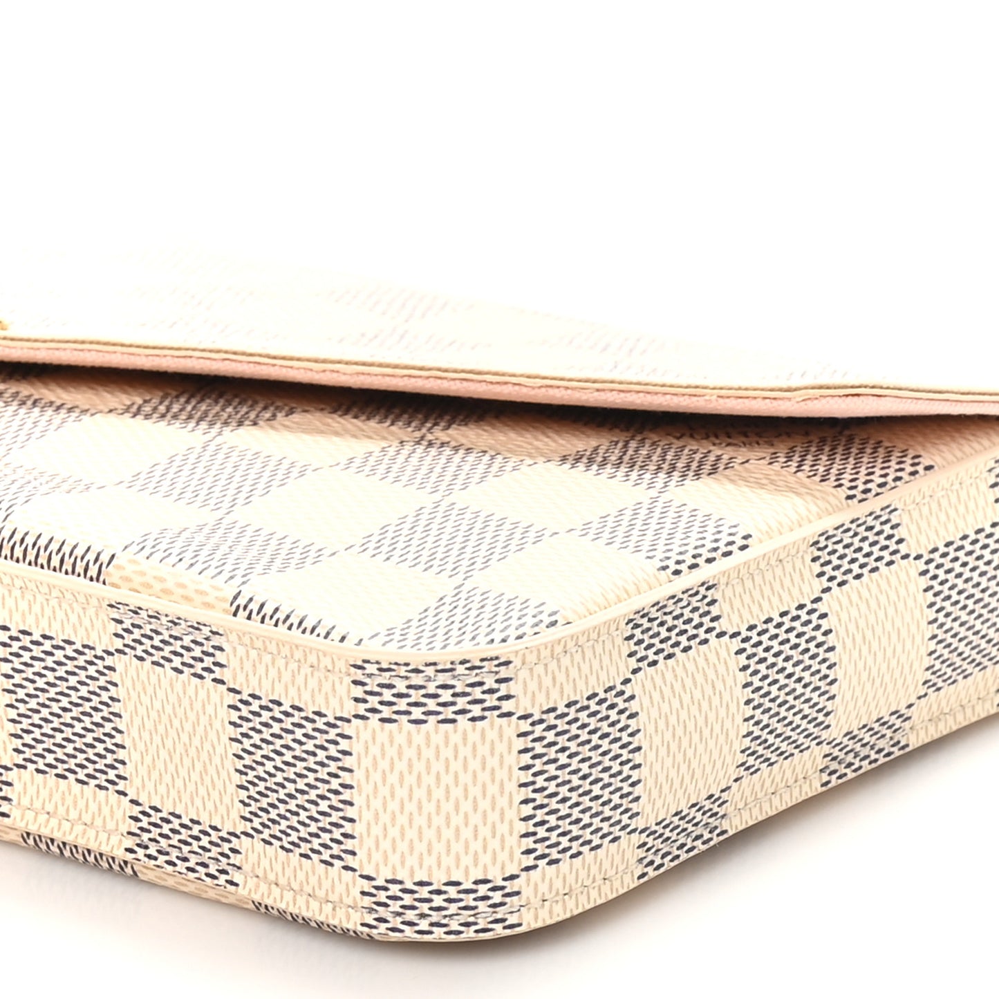 Damier Azur Pochette Felicie Chain Wallet Rose Ballerine