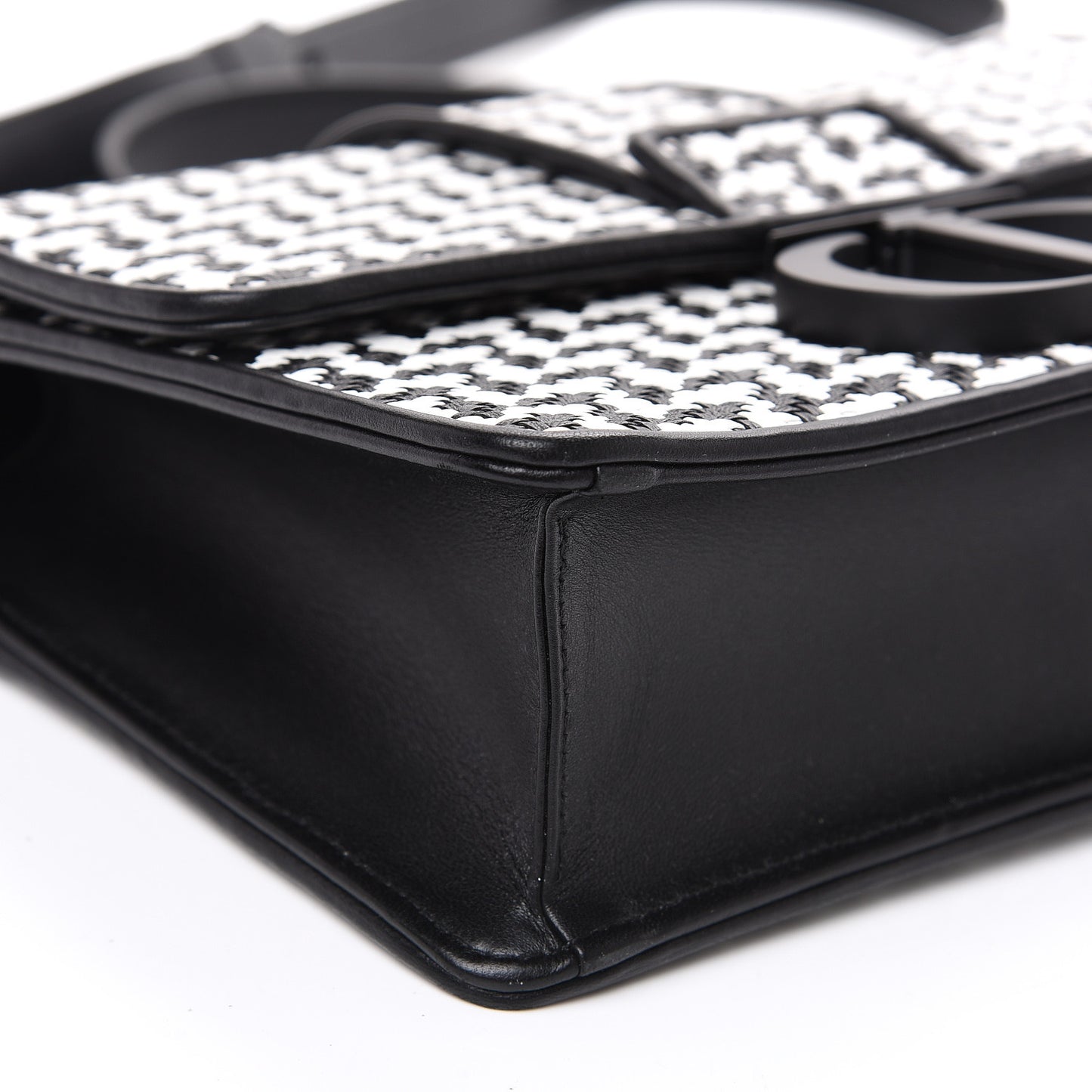 Lambskin Houndstooth Braided 30 Montaigne Flap Bag Black White